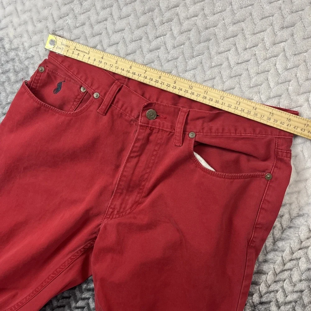 Polo Ralph Lauren 650 Denim Jean Pant Men 33x32 Red Straight Prep Chino Cotton - Picture 6 of 16
